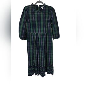 Crown & Ivy Green and Blue Plaid Midi Dress